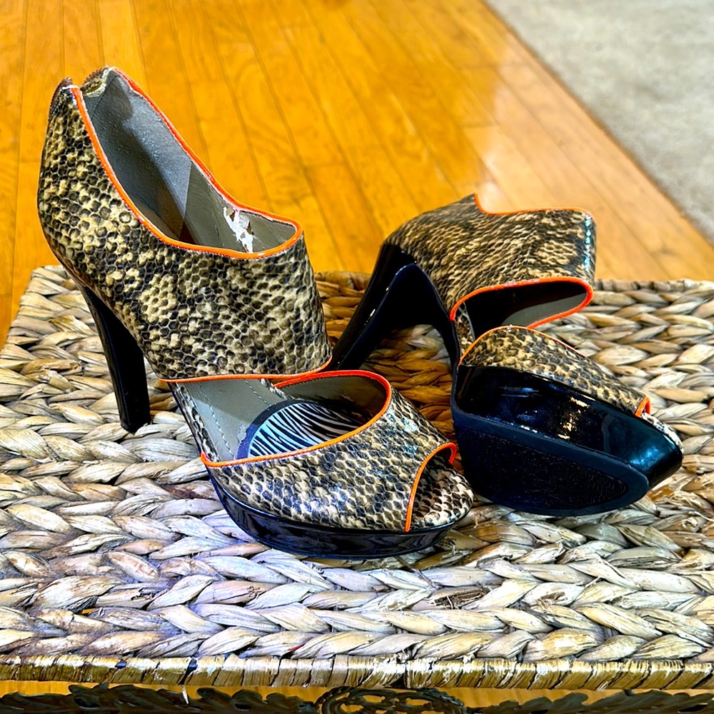 BCBG(eneration) Snakeskin High Heels